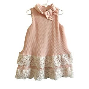 Janie And Jack Girls Dress Lace Trim Pleated Special Occasion Pastel Pink Size 5